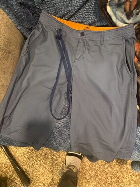 Rusty Blue Men's Casual Shorts with Orange Accent size 30